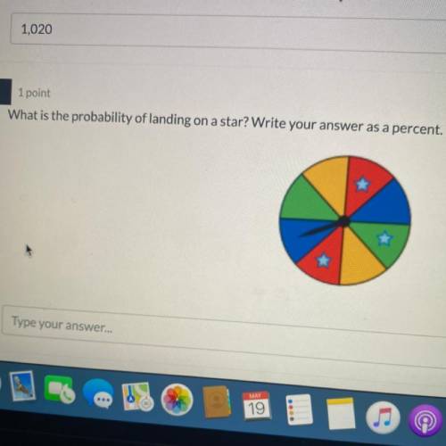 What is the probability of landing on a star? Write your answer as a percent.