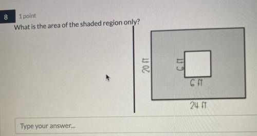 What is the area of the shaded region only?