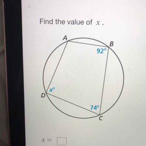 Find the value of x and show all steps please