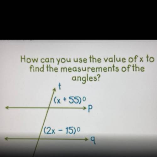 How can you use the value of x to
find the measurements of the
Angles?