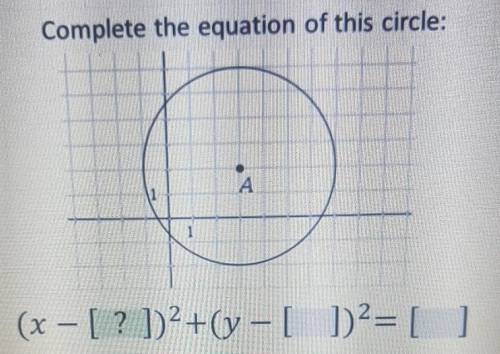 Complete the equation of this circle: If you can help that would be appreciated​