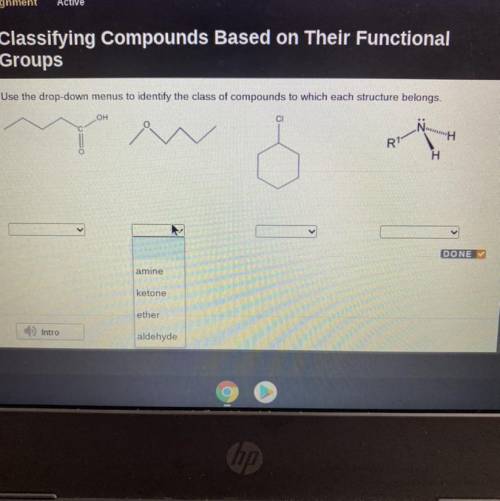 Use the drop-down menus to identify the class of compounds to which each structure belongs.