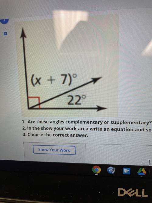 Help.

are the angles complimentary or supplementary?
can u show ur work too im very confused