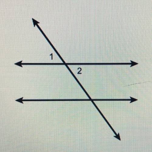 Which relationships describes angles 1 and 2? Select each correct answer

-Complementary angles
-V