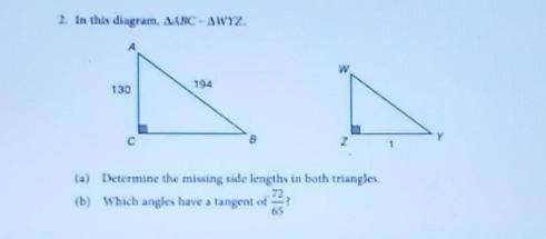 Which angles have a tangent of 72 / 65​