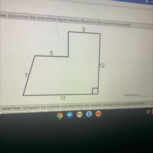 Determine the area if the figure below round to the nearest hundredth