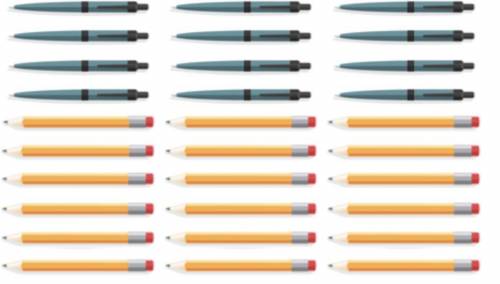 Select the correct answer.

Mr. Sabol has this collection of 12 pens and 18 pencils in his desk dr