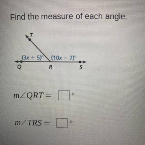 Find the measure of each angle 
m
m