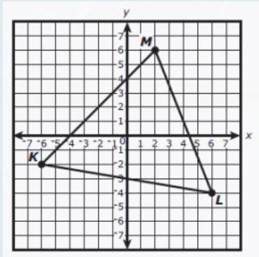 On the set of axes below, triangle has vertices whose coordinates are (−6, −2), (6, −4), and (2, 6)