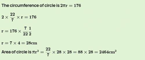 What is the area of a circle when its circumference is 176