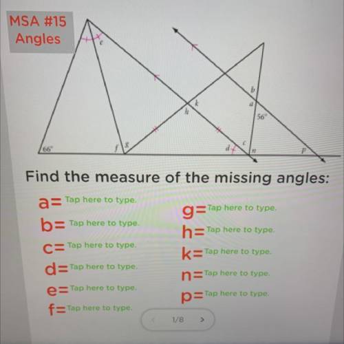 Need help on finding the measure of the angles for the letters