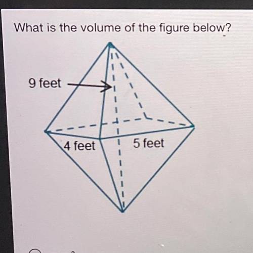 What is the volume of the figure below? a. 30ft^3 b. 60ft^3 c. 90ft^3 d. 120ft^3

please help ASAP