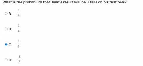 The table shows all possible outcomes when Juan tosses a penny, a nickel, and a quarter at the same