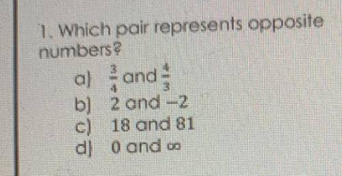 Which pair represents opposite numbers?