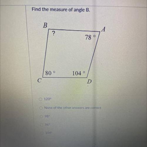 Find the measure of angle B.