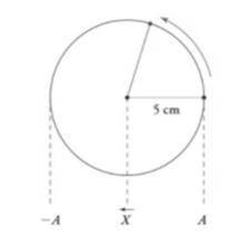 Un cuerpo describe un movimiento circular uniforme con un periodo () de 0,1 segundos y un radio ()