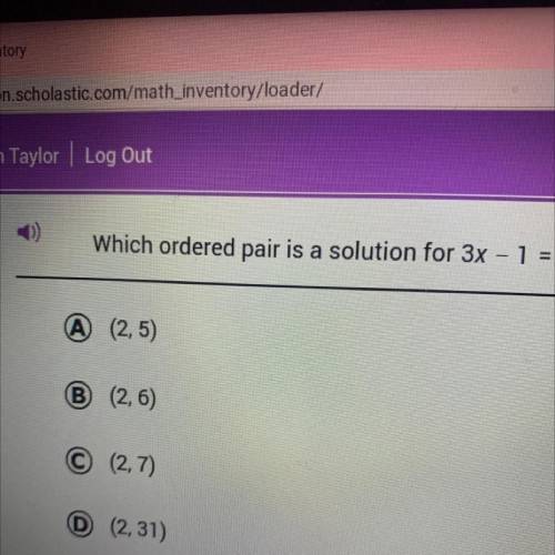 Which ordered pairs is a solution for 3x-1=y?