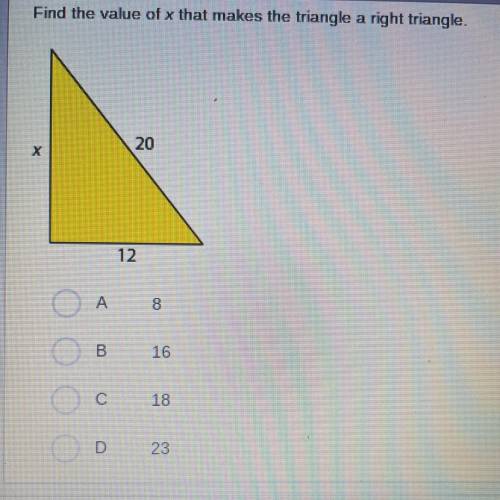 Find the value of that makes the triangle a right triangle