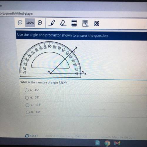 Use the angle and protractor shown to answer the question.

90
100
80
110
60 70 80
60
30
40320 120