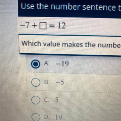 Which value makes the number sentence true?