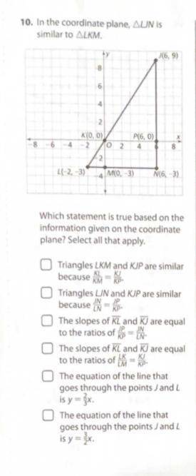 Which statement is true based on the information given on the coordinate plane select all that appl