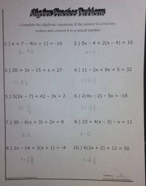 Are these correct. If they're not tell me which and how to solve, please?