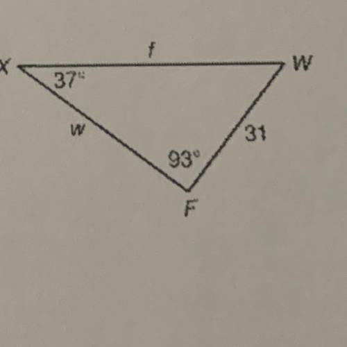 Rounded to the nearest tenth, what is the length of side w in the triangle below?