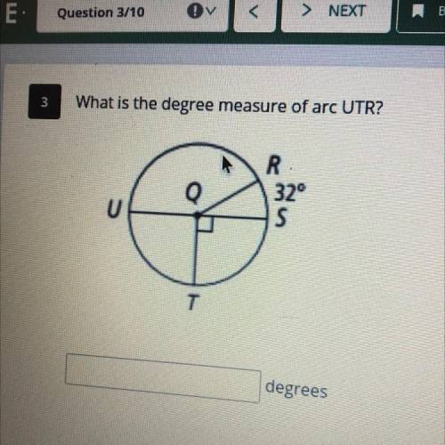 What is the degree measure of arc UTR