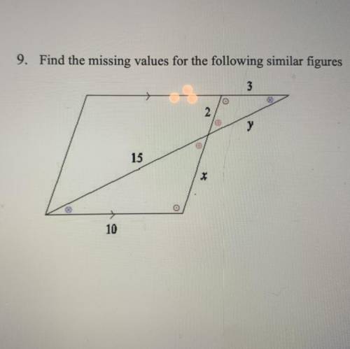 Find the missing values for the following similar figures