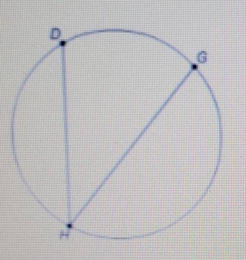 In the circle above, the measure of angle DHG can be represented by 7 x - 7, and the measure of arc