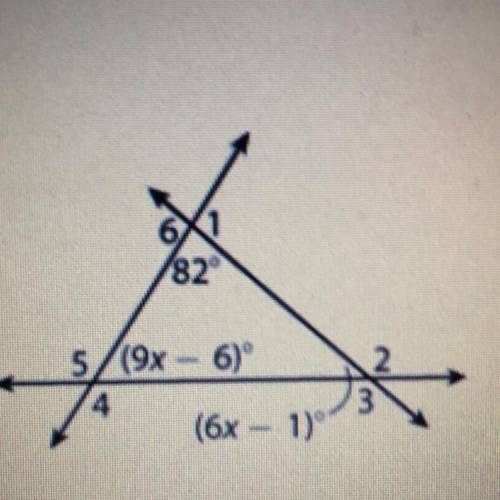 In the diagram below, what is the measure of angle 1?