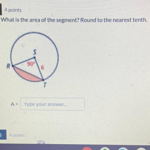 What is the area of the segment? Round to the nearest tenth.