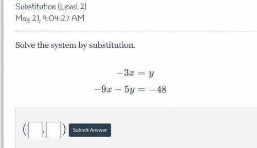 Solve the system by substitution

Plz explain how you got the answer can i don't understand one bi