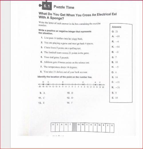 6.1 PUZZLE TIME/INTEGERS type your final answer the puzzle answer