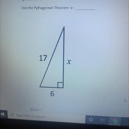 Use the Pythagorean Theorem: x=