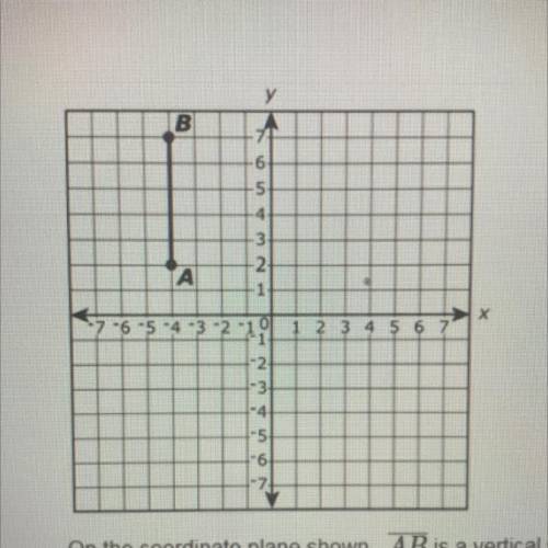 On the coordinate plane shown, AB is a vertical segment with a length of 5 units. If A'B' is the im