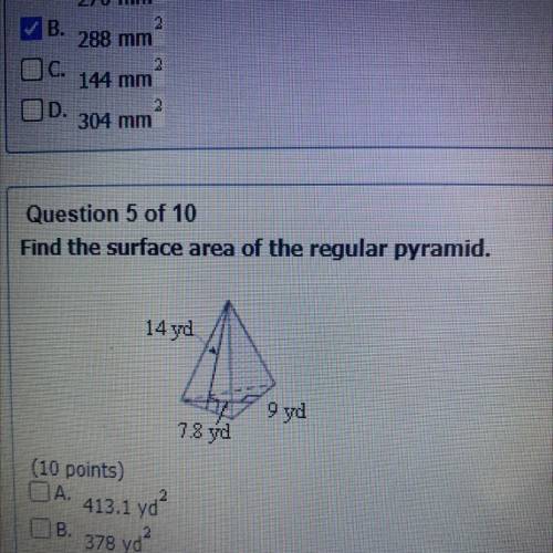 Find the surface área of the regular pyramid