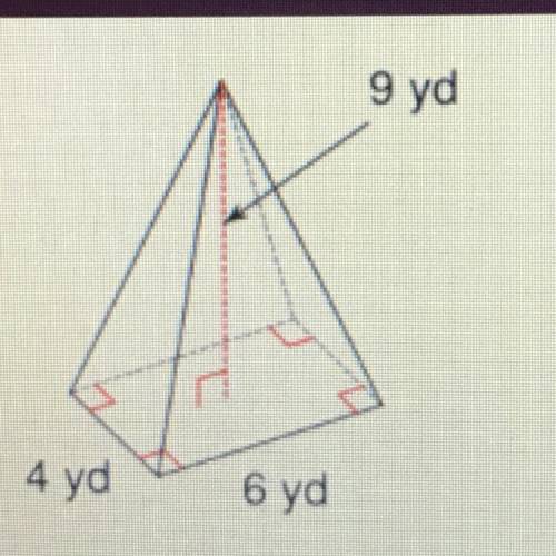 Find the volume of the rectangular pyramid
Thank you!!