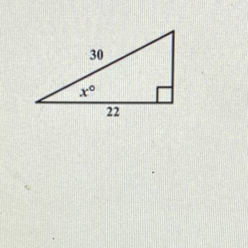 Solve for x in the figure below by using trig ratios. Round your answer to the
nearest tenth. *