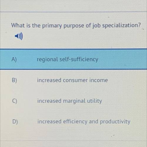 What is the primary purpose of job specialization?