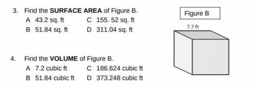 Help me find the surface area and volume for this cube, please