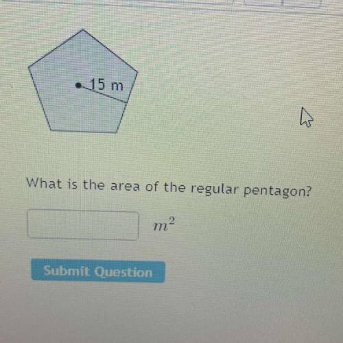 What is the area of a pentagon with and apothem of 15