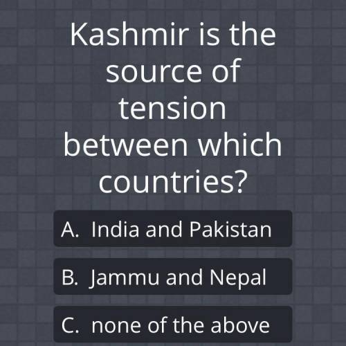 Kashmir is the source of tension between which countries?