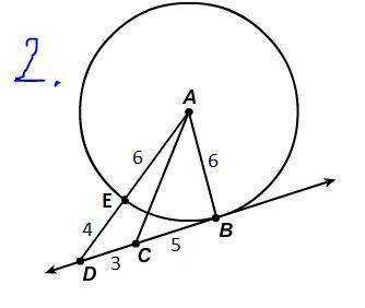 1. Solve for the length of KM.

2. Given the information below, is (DB) ⃡ tangent to Circle A at p