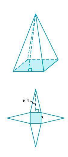Here is a square pyramid and its net.

The lateral faces are congruent triangles. The base (shaded