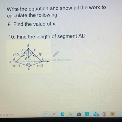 Help find the value of x and find the length of segment AD. Please explain