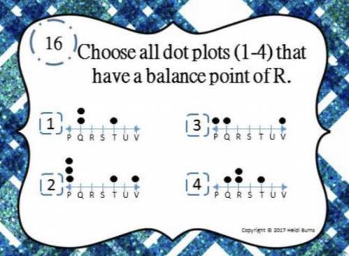 Choose all dot points (1 -4) that has a balance point of R.