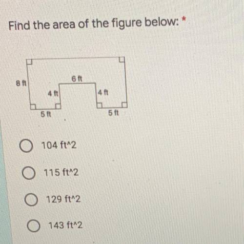 Find the area of the figure below: