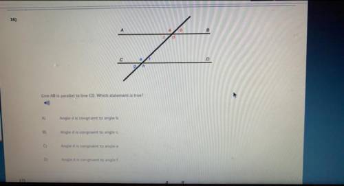 Line AB is parallel to line CD. Which statement is true?