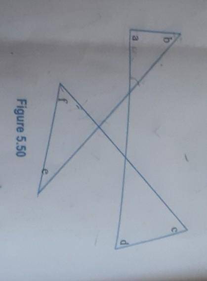 In Figure 5.50 given to the

right. What is the sum ofthe measures a, b, c, d, e andf of the angle